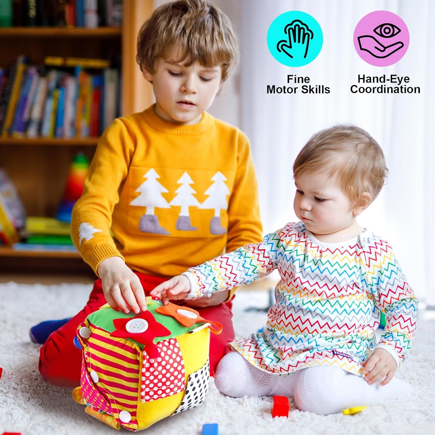 Kaiwatoy® Cubic Activity Learning Toy| Hands-On Sensory Exploration for Car Airplane Travel