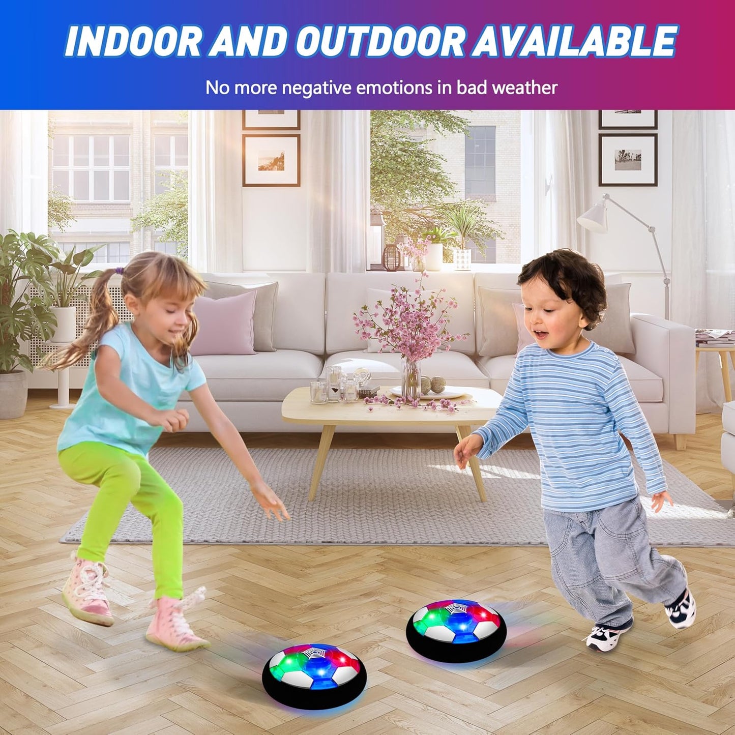 LED Hover Soccer Ball Boy Toys, Light-Up Soccer Ball | Indoor Toy Games, Boy Toys for Age 3-10 Years Old