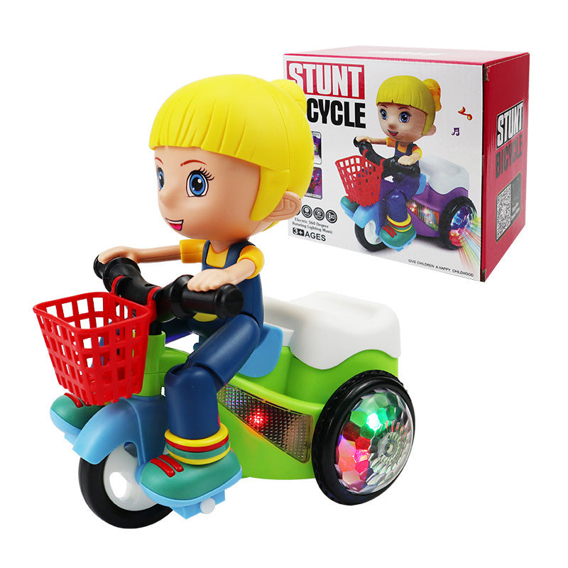 Kaiwatoy®Creative Stunt Tricycle Toy for Boys and Girls with Led Lights and Multi-Function Design Toddler Ride-on Toy(Batteries not included)