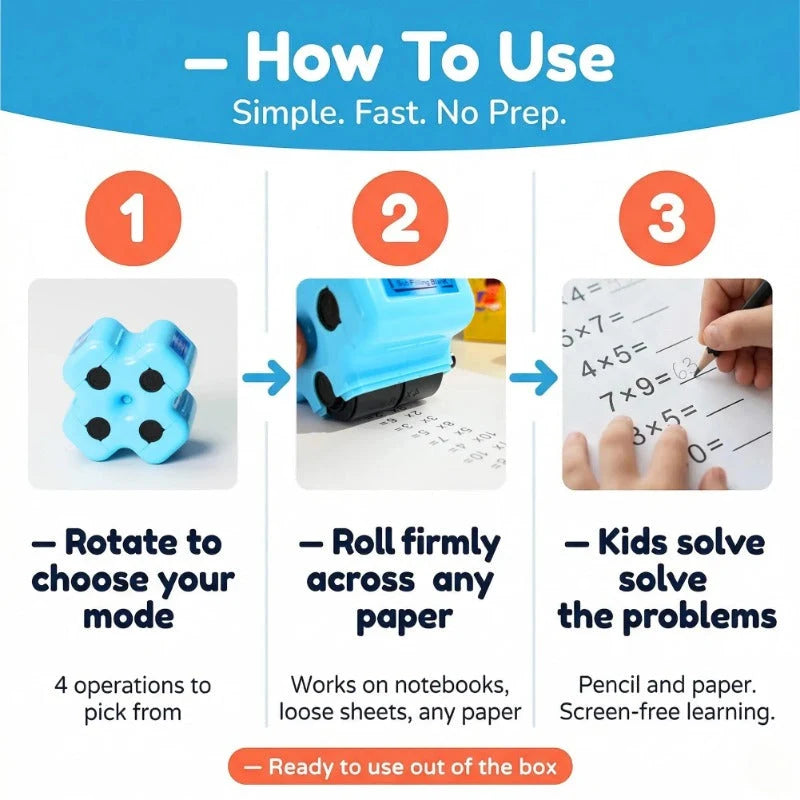 Kaiwatoy® 4-in-1 Math Stamp Roller