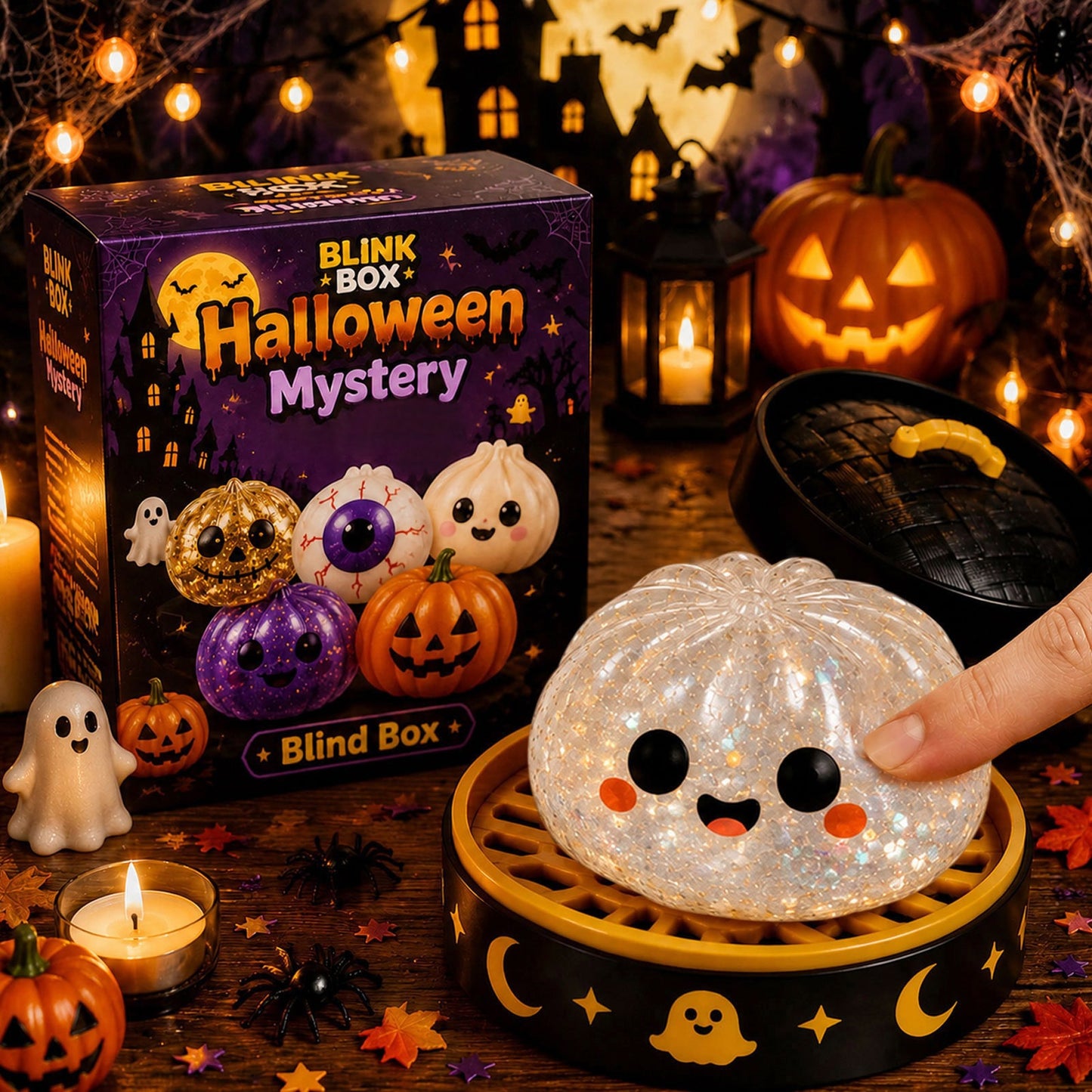 Halloween Blind Box Squishy – Cute Spooky Pumpkin & Devil Slow Rising Mochi Squishy Toys, Stress Relief Sensory Fidget, Surprise Random Style