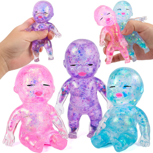 Baby Stress Relief Toys, Baby Glitter Squishy Toys for Kids & Adults, Anxiety Relief Fidget,5.9 in