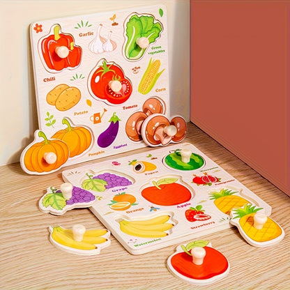 Kaiwatoy® 6Pcs Wooden Puzzle for Toddler 1-3, Rectangle Peg Puzzles