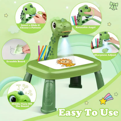 Kaiwatoy® Dinosaur Drawing Projector for Kids, Art and Crafts, Drawing Board with Color Pens, Pencils, Scrapbook, Dinosaur Sticker Book, Ideal Toy for 3+ Year Old Girls & Boys