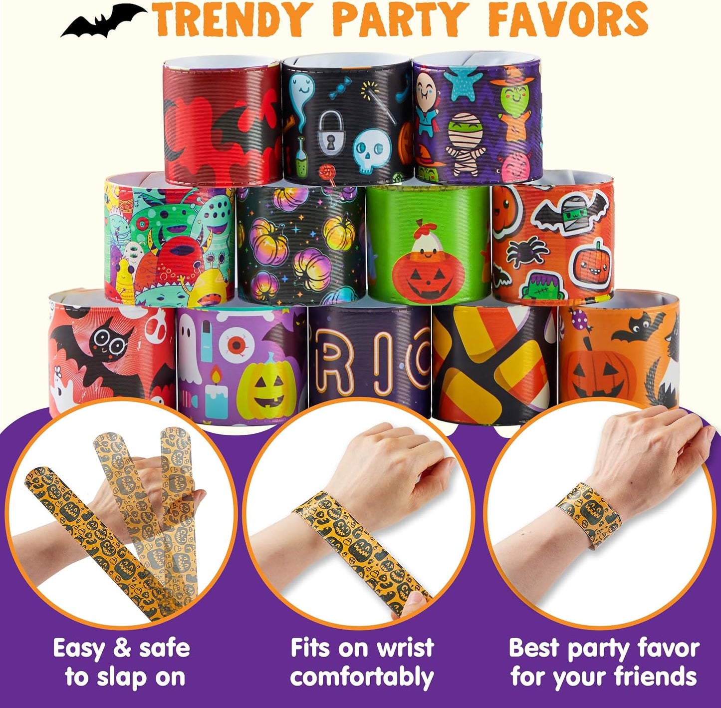 🎁 FREE Today Only!  1 Halloween Slap Bracelet (Random Design) – $0.00