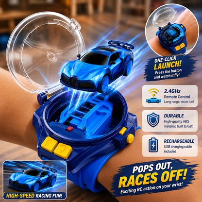 Wearable Watch RC Car | One Button Pop-Up Mini Racer For Quiet Indoor Play