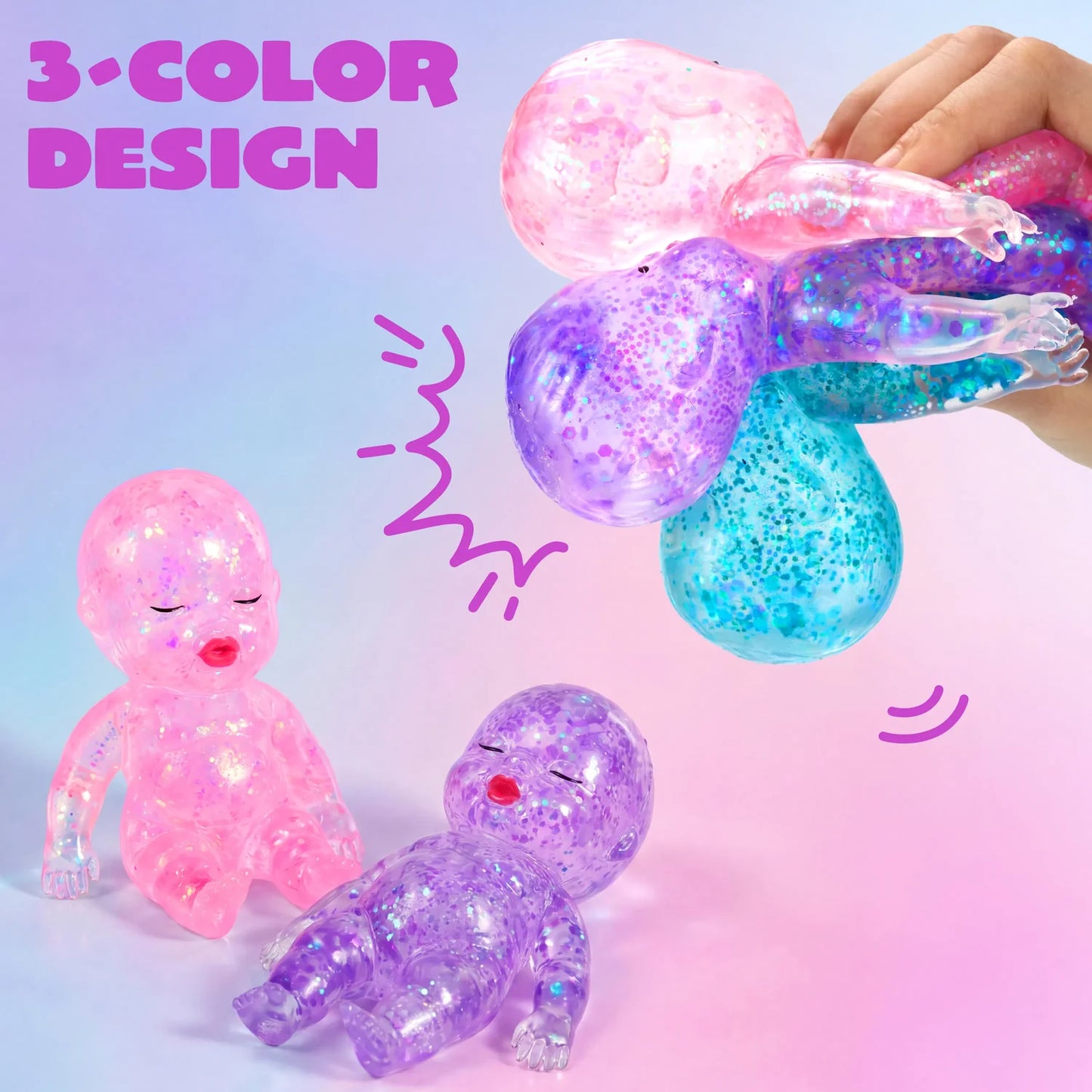 Baby Stress Relief Toys, Baby Glitter Squishy Toys for Kids & Adults, Anxiety Relief Fidget,5.9 in