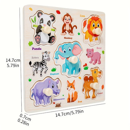 Kaiwatoy® 6Pcs Wooden Puzzle for Toddler 1-3, Rectangle Peg Puzzles