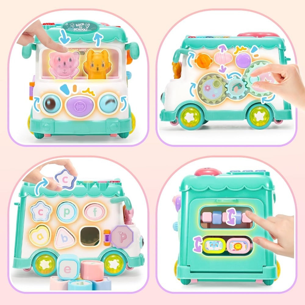 Kaiwatoy® 10-in-1 Montessori Toys Bus for Baby 6-12-18 Months+, First Christmas and Birthday Gifts, Educational Musical Sensory Learning Toddler Toys Age 1-2