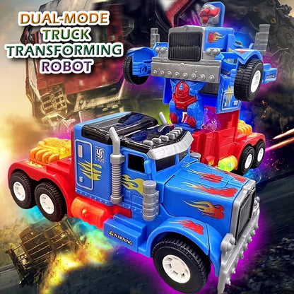 Kaiwatoy® 2-in-1 Transformable Robot, Toy Truck That Transforms Into a Robot, Blue and Red, Push-Back Feature, Lights and Sounds, for Children Ages 3 and Up