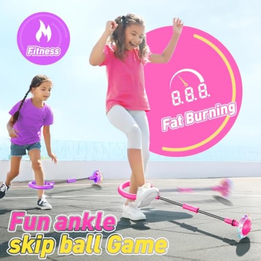 Kaiwatoy® Flooyes Skip Ball for Kids, Ankle Skip Ball Toy with Counter, Timer