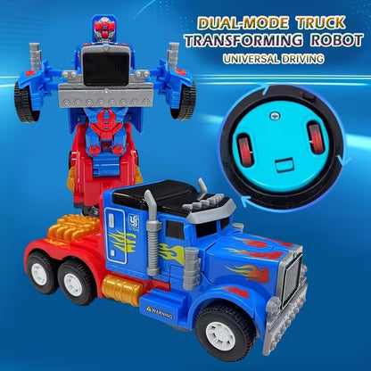 Kaiwatoy® 2-in-1 Transformable Robot, Toy Truck That Transforms Into a Robot, Blue and Red, Push-Back Feature, Lights and Sounds, for Children Ages 3 and Up