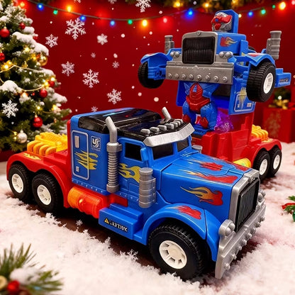 Kaiwatoy® 2-in-1 Transformable Robot, Toy Truck That Transforms Into a Robot, Blue and Red, Push-Back Feature, Lights and Sounds, for Children Ages 3 and Up