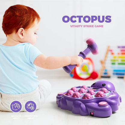 Whack A Mole Flog Octopus Game Toys with Light Sound for Kids Boys Girls, Baby Toy for Early Learning, Birthday for Toddler
