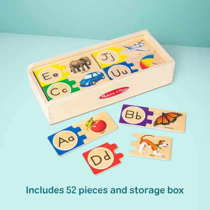 Kaiwatoy®  Self-Correcting Alphabet Wooden Puzzles with Storage Box  ABC Puzzles, Wooden Alphabet Puzzle for Kids Ages 4+