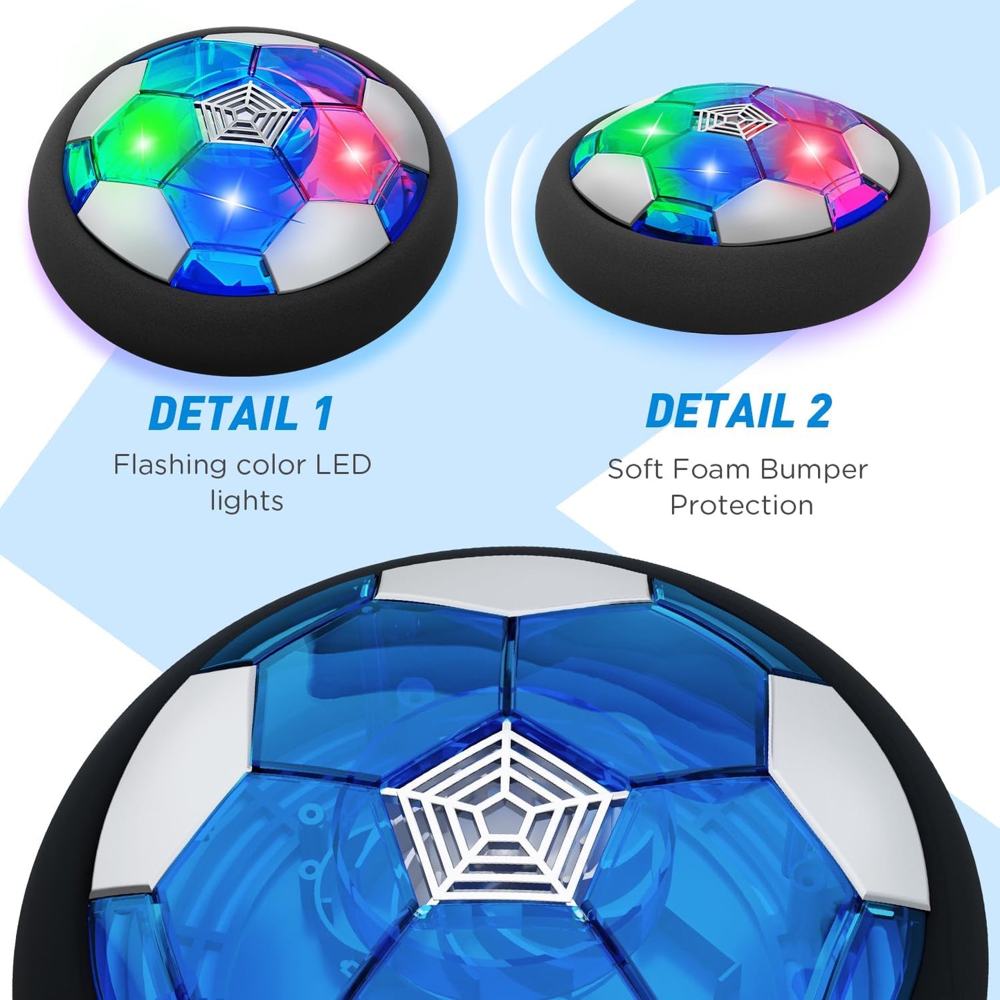 LED Hover Soccer Ball Boy Toys, Light-Up Soccer Ball | Indoor Toy Games, Boy Toys for Age 3-10 Years Old