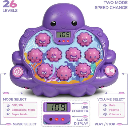 Whack A Mole Flog Octopus Game Toys with Light Sound for Kids Boys Girls, Baby Toy for Early Learning, Birthday for Toddler