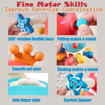 Kaiwatoy® Octopus Silicone Car Activities Travel Sensory Toys for 1~ 2 Year Old