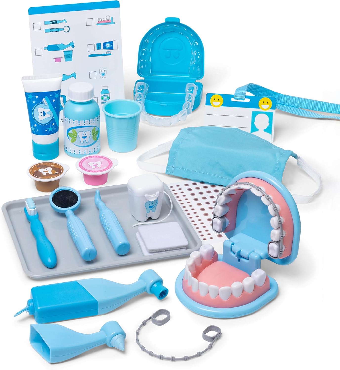 Kaiwatoy® Super Smile Dentist Play Set, 25-Piece Dentist Kit with Oversized Teeth, Large Tools & Accessories, Kids Toys for Girls & Boys 3+