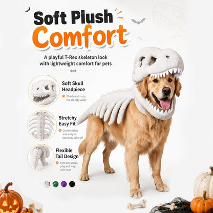 Pet Dinosaur Costume, Dog Dinosaur Skeleton Costume