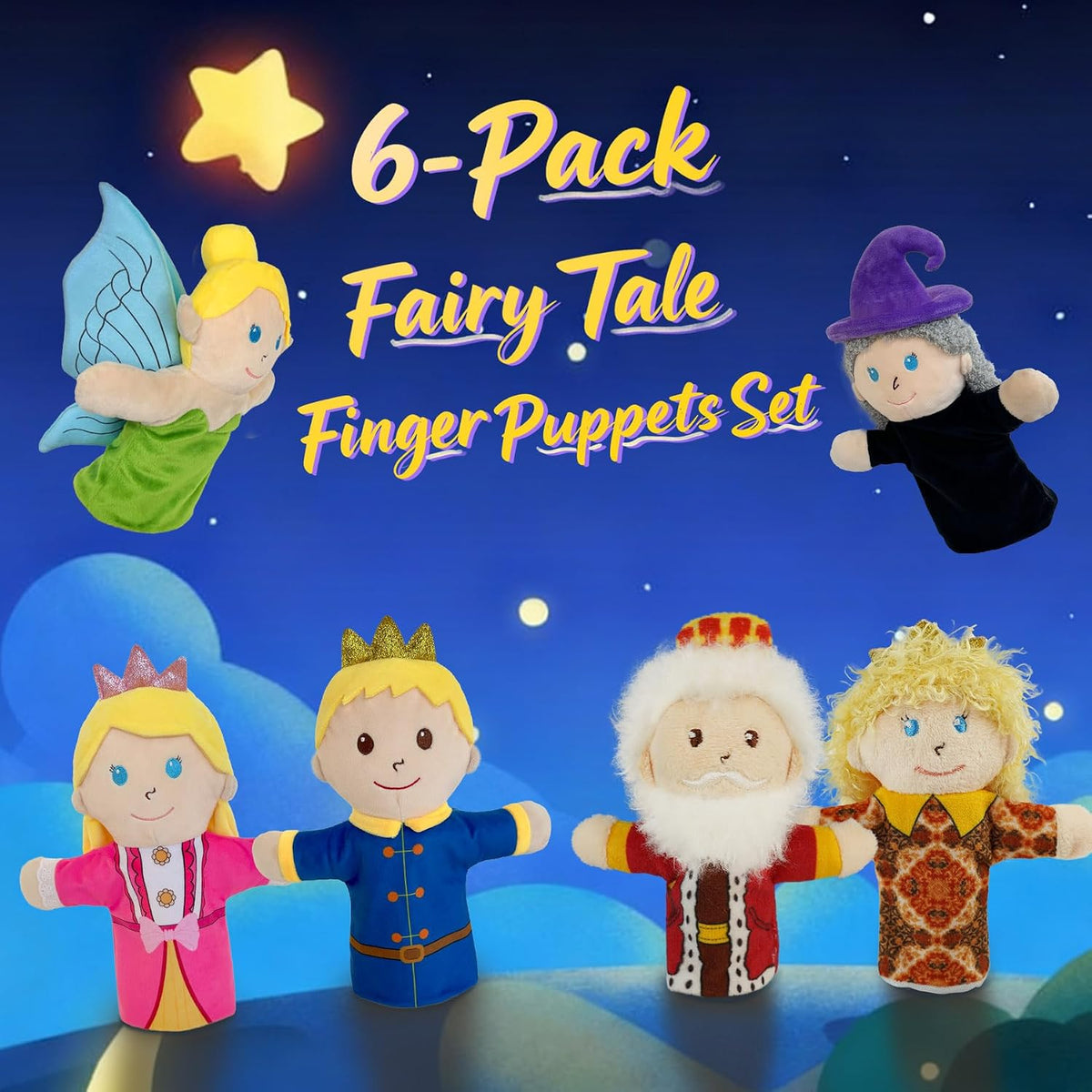 Fairy Tale Members Elf Plush Puppets Toddlers Princess Hand Puppet for Kids Ages,Soft Puppets for Storytelling