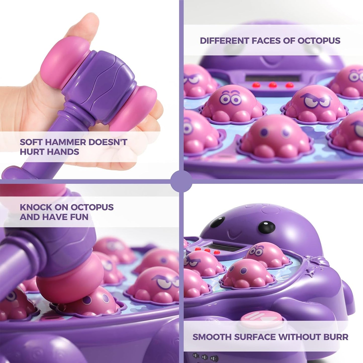 Whack A Mole Flog Octopus Game Toys with Light Sound for Kids Boys Girls, Baby Toy for Early Learning, Birthday for Toddler