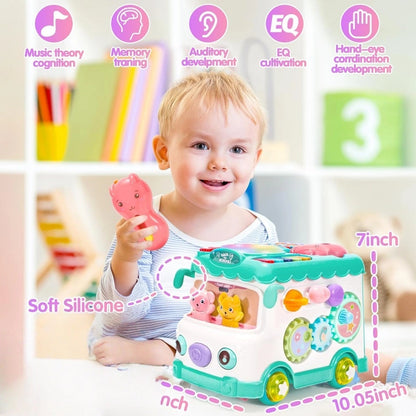 Kaiwatoy® 10-in-1 Montessori Toys Bus for Baby 6-12-18 Months+, First Christmas and Birthday Gifts, Educational Musical Sensory Learning Toddler Toys Age 1-2