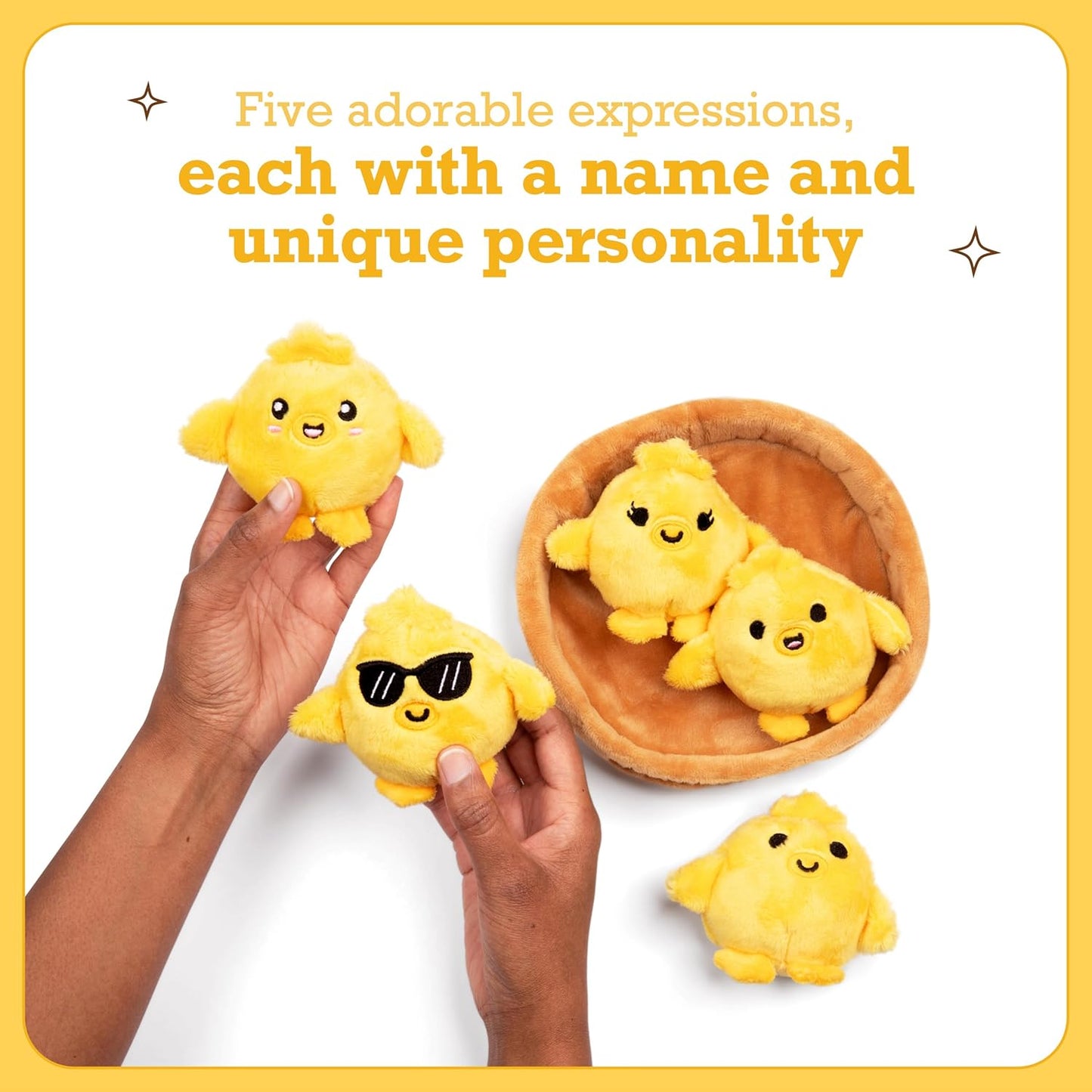 Kaiwatoy® Support Chickies  Great Gift Ideas for Loved Ones of All Ages, Includes 5 Plushies with Carrying Basket