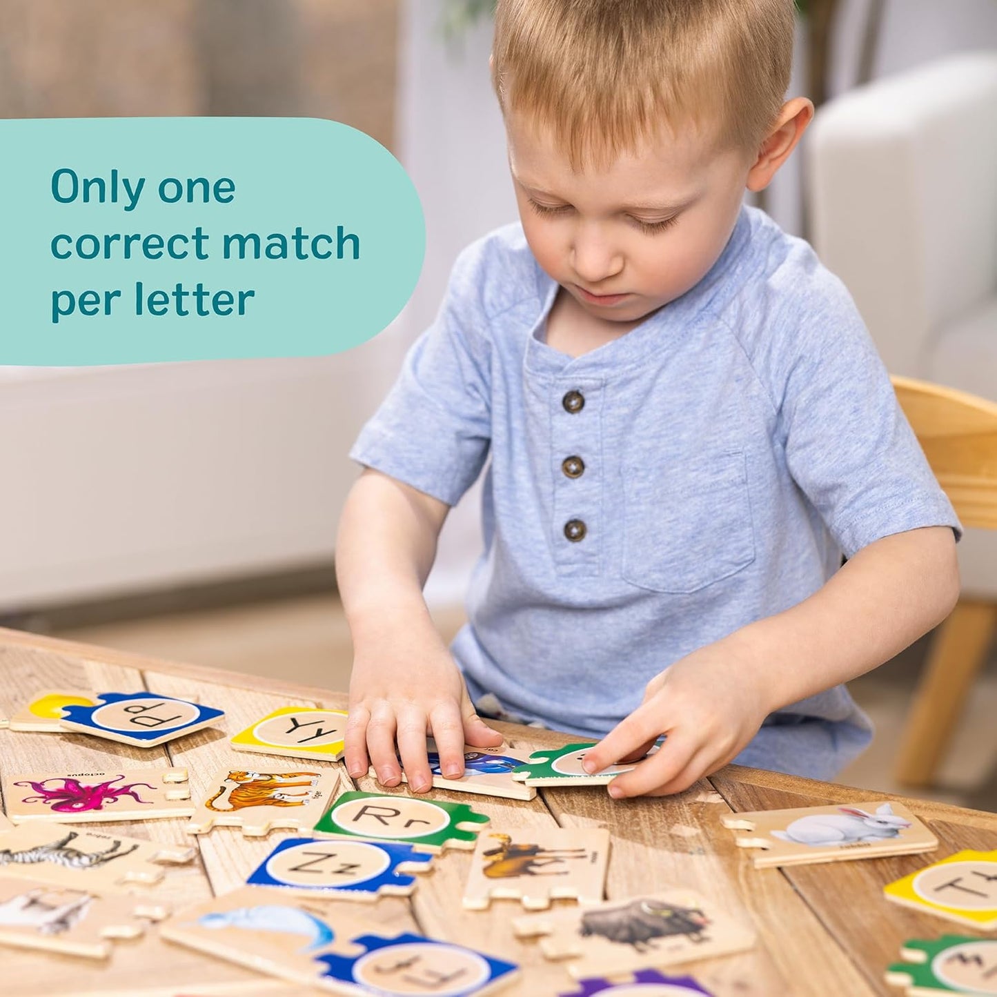 Kaiwatoy®  Self-Correcting Alphabet Wooden Puzzles with Storage Box  ABC Puzzles, Wooden Alphabet Puzzle for Kids Ages 4+