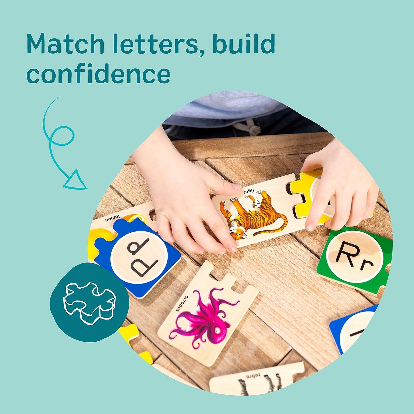 Kaiwatoy®  Self-Correcting Alphabet Wooden Puzzles with Storage Box  ABC Puzzles, Wooden Alphabet Puzzle for Kids Ages 4+