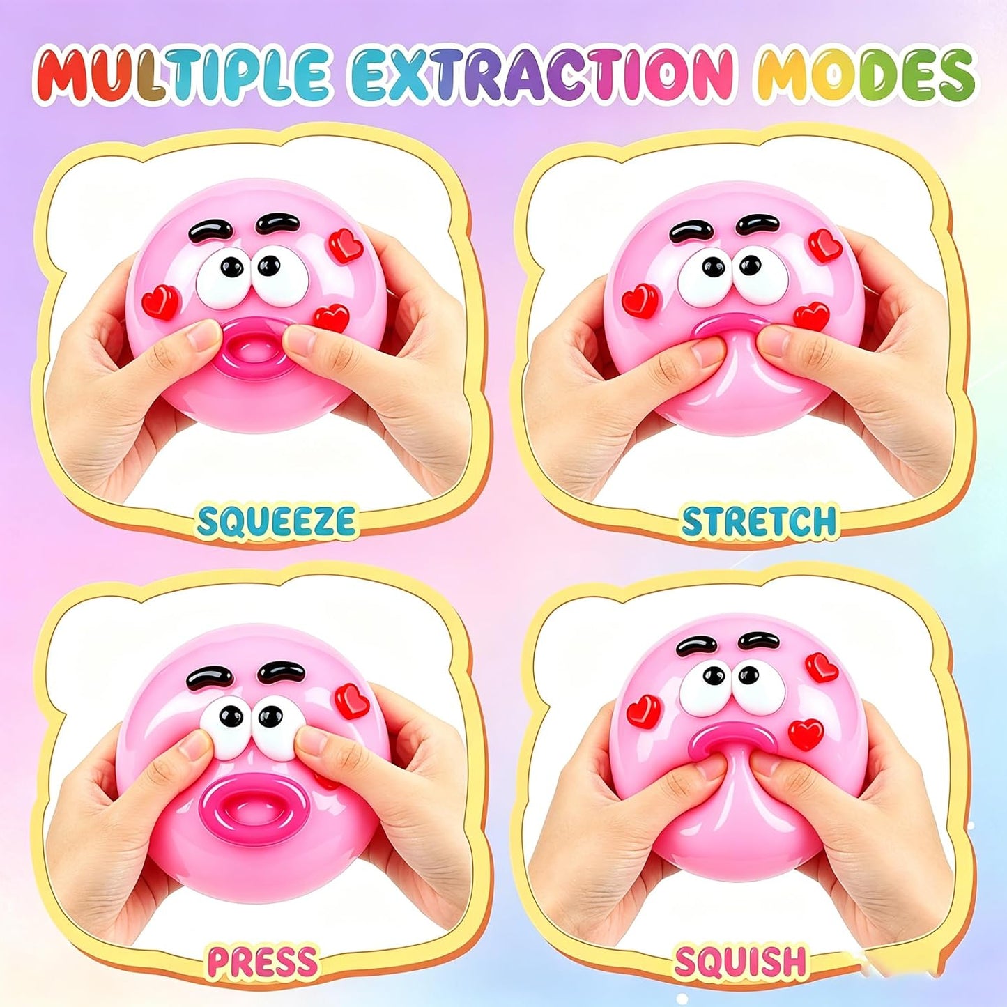 Kaiwatoy® Squishy Fidget Toy, Soft Sensory Toy with Interchangeable Faces