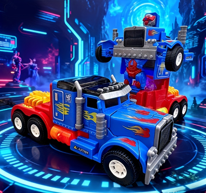 Kaiwatoy® 2-in-1 Transformable Robot, Toy Truck That Transforms Into a Robot, Blue and Red, Push-Back Feature, Lights and Sounds, for Children Ages 3 and Up