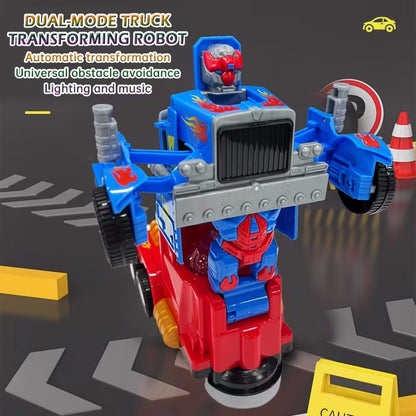 Kaiwatoy® 2-in-1 Transformable Robot, Toy Truck That Transforms Into a Robot, Blue and Red, Push-Back Feature, Lights and Sounds, for Children Ages 3 and Up