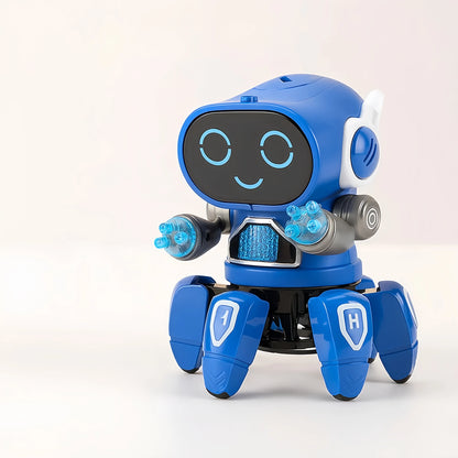 Electronic Dancing Robot Toy for Kids, 6-Legs Walking Octopus Spider Robot with 7-Color Flashing Neon Lights and 5 Built-in Musical Songs, Smart Interactive Toy Gift for 3+ Years Old Boys Girls