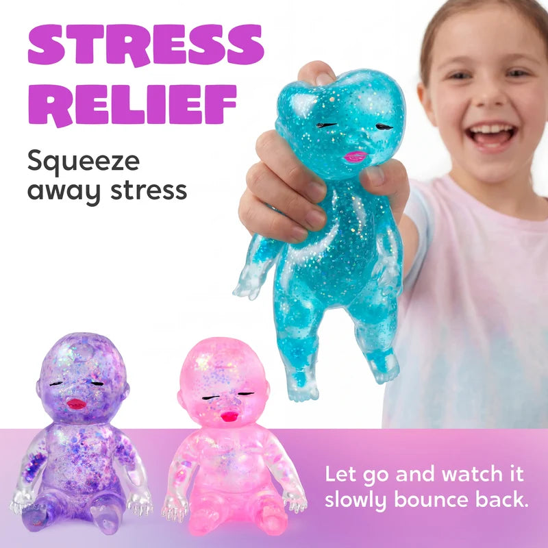 Baby Stress Relief Toys, Baby Glitter Squishy Toys for Kids & Adults, Anxiety Relief Fidget,5.9 in