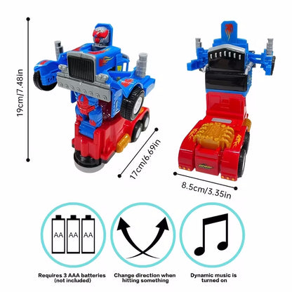 Kaiwatoy® 2-in-1 Transformable Robot, Toy Truck That Transforms Into a Robot, Blue and Red, Push-Back Feature, Lights and Sounds, for Children Ages 3 and Up