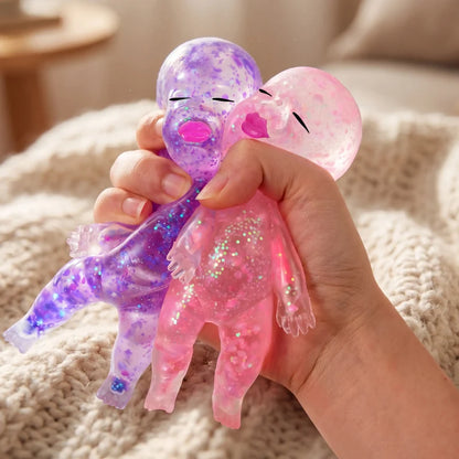 Baby Stress Relief Toys, Baby Glitter Squishy Toys for Kids & Adults, Anxiety Relief Fidget,5.9 in