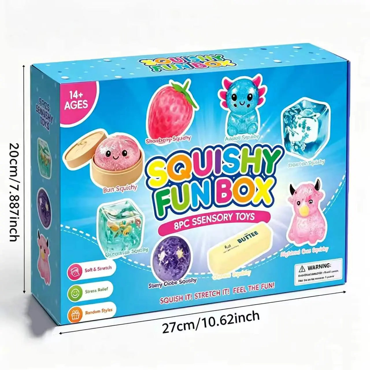 8-Piece Mystery Squishy Box — Ultimate Malt Sugar Stress Relief Sensory Bundle