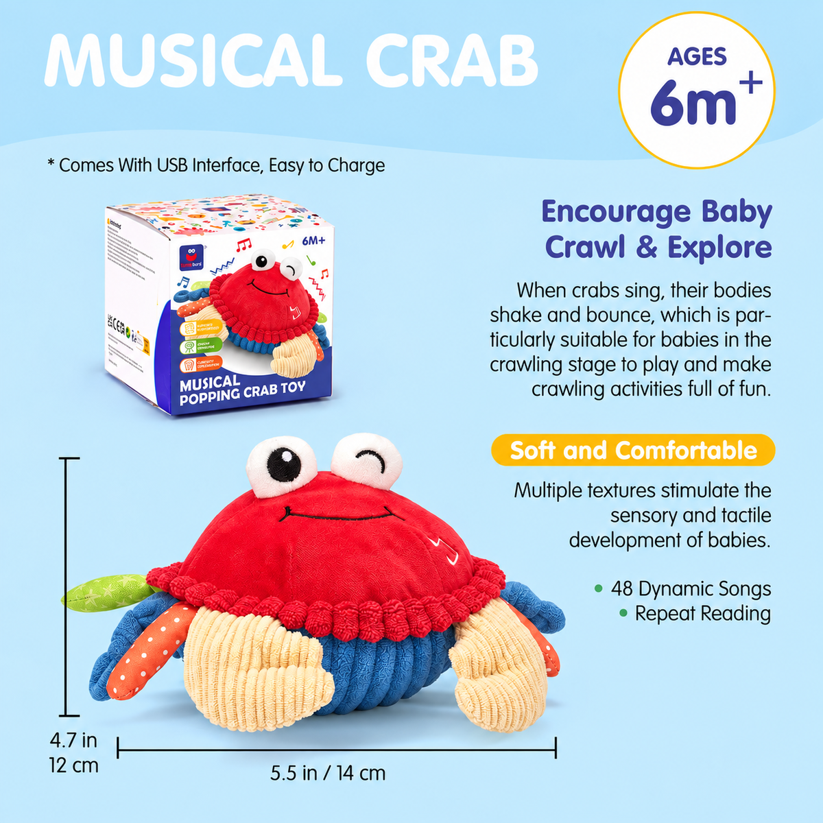 Musical Bouncing Crab Toy