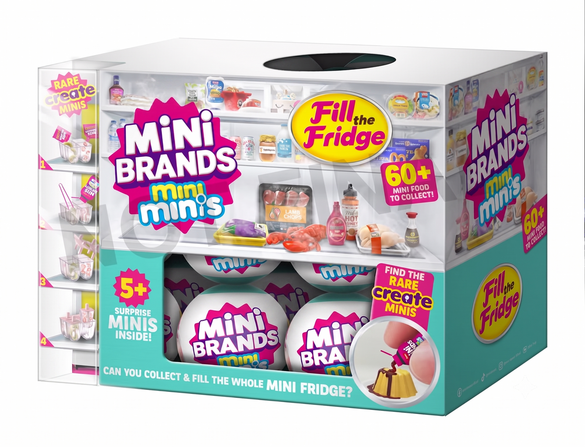 Karton Kühlschrank füllen + Mini Brands Kühlschrank + 4 seltene + Gratisgeschenk