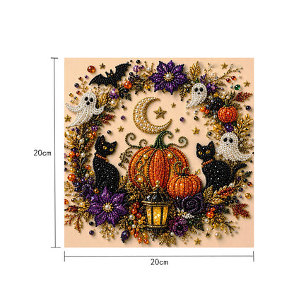 Halloween Pearl Diamond Art DIY Kit, Beginner DIY Seasonal Party Gift (Pearl White)