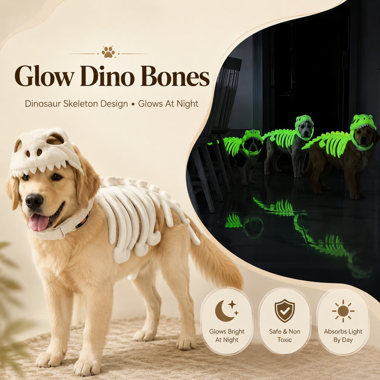 Pet Dinosaur Costume, Dog Dinosaur Skeleton Costume