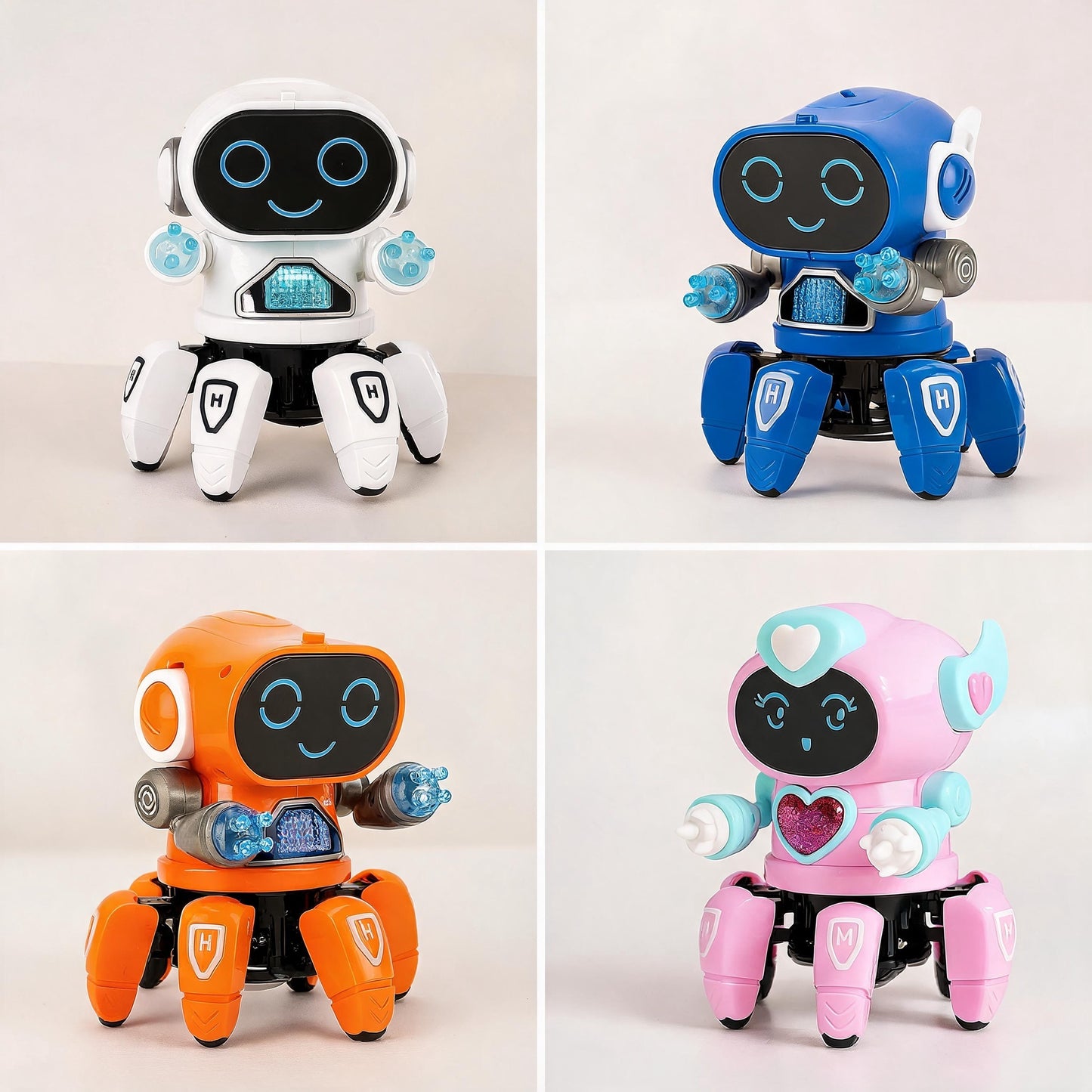 Electronic Dancing Robot Toy for Kids, 6-Legs Walking Octopus Spider Robot with 7-Color Flashing Neon Lights and 5 Built-in Musical Songs, Smart Interactive Toy Gift for 3+ Years Old Boys Girls